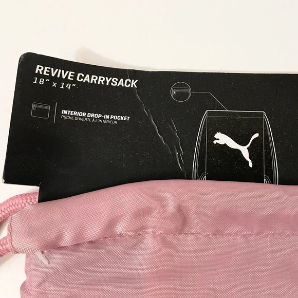 Puma Carrysack  18 x 14 Inch Large Cinch Sack Backpack Tote Bag Medium Pink - Picture 7 of 8